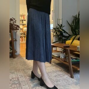 Club Monaco Sparkly Blue Mid-length Pleated Sweater Skirt